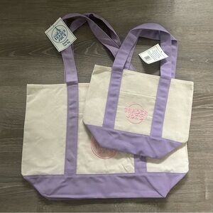 2 New Trader Joe’s Canvas Pastel Purple Tote Bags Mini and Regular